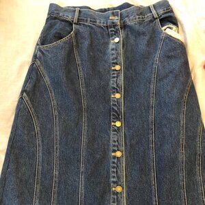 MELI button down denim midi skirt